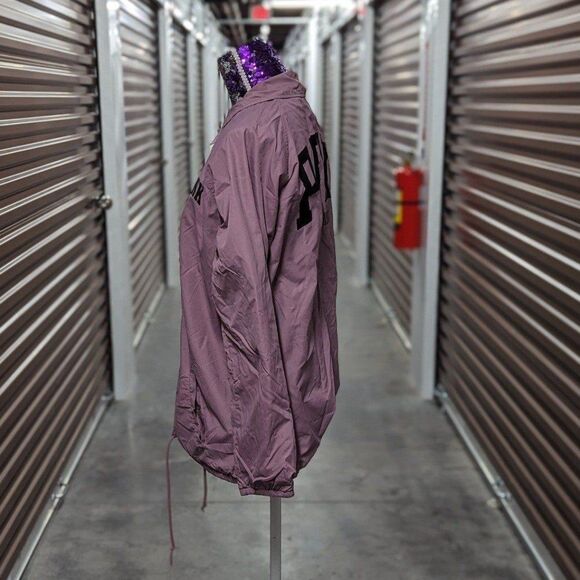 PINK Size Medium Mauve Pink Y2K Retro Windbreaker Rain Coat Snap Button Closure - Picture 4 of 8